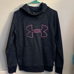 Under Armour Dark Blue Hoodie with Pink Emblem